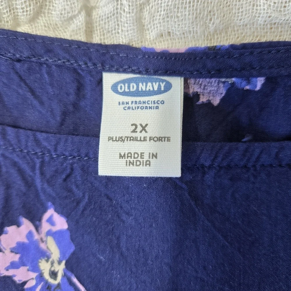 Old Navy Womens Blue Floral Dress Size 2XL ‎ Cross String Closure RN:54023